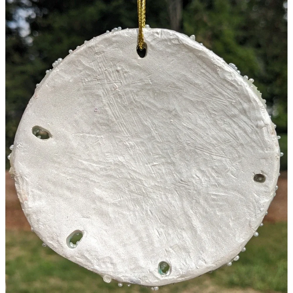Sand Dollar Christmas‎ Ornament Beaded Sequin Beach Nautical Heavy